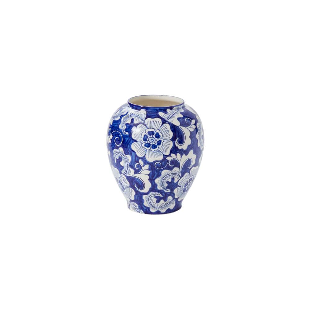 Blue Elodie Collection – Hand-Painted Chinoiserie-Inspired Stoneware Vessels - Blackspoke Boutique