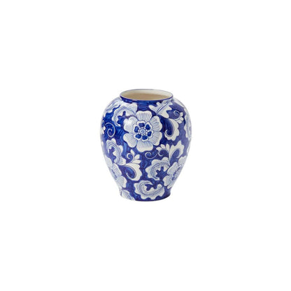 Blue Elodie Collection – Hand-Painted Chinoiserie-Inspired Stoneware Vessels - Blackspoke Boutique