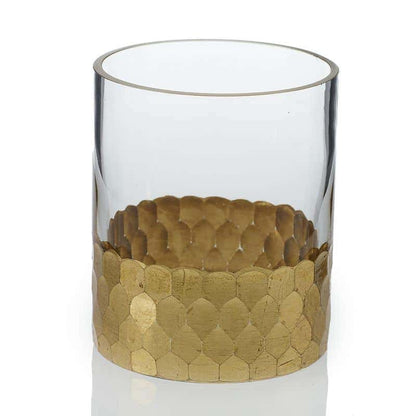 Small Gold Cylinder Vase – Set of 4 Handmade Metallic Glass Vases - Blackspoke Boutique