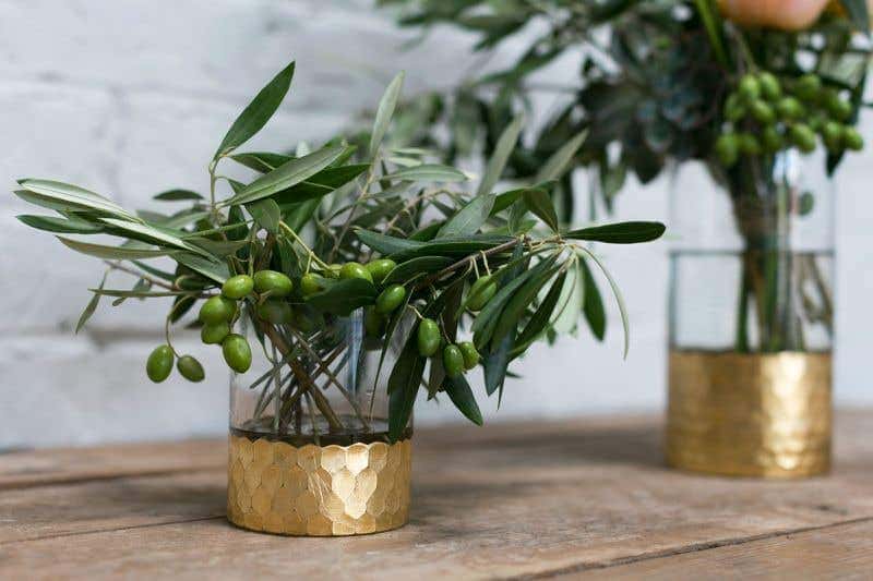 Small Gold Cylinder Vase – Set of 4 Handmade Metallic Glass Vases - Blackspoke Boutique
