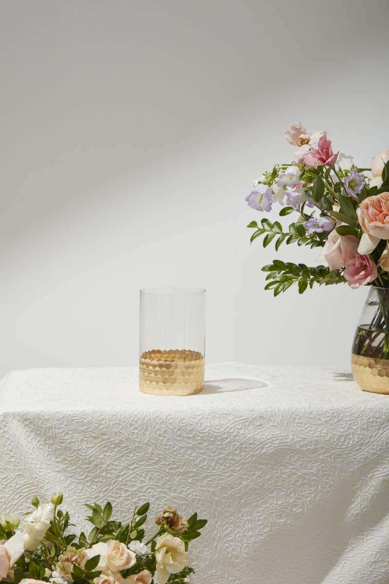 Medium Gold Cylinder Vase – Handmade Glass Vase with Metallic Foil Finish - Blackspoke Boutique
